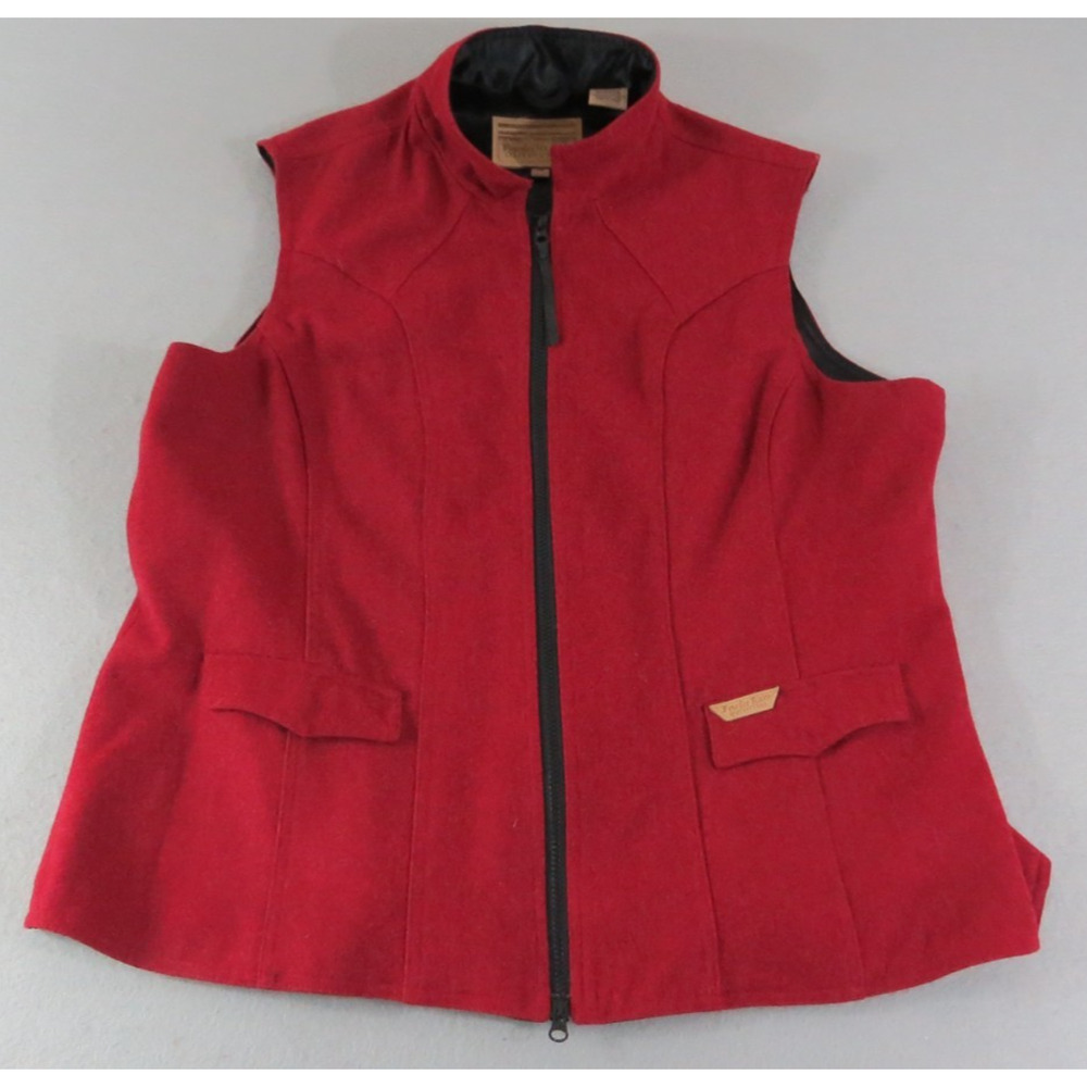Powder River Outfitters Holbrook Wool‎ Blend Red Full Zip Vest Women's Plus 3X